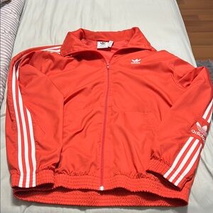 Adidas Scarlet Track Jacket with White Stripes